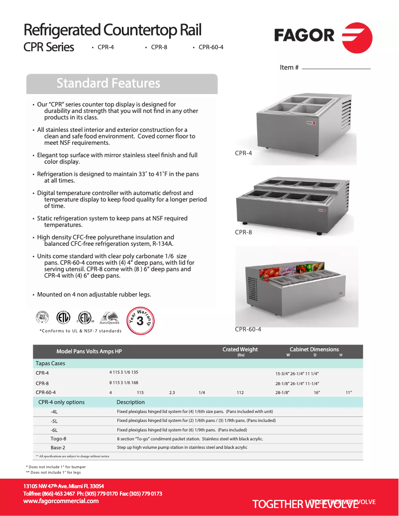 Page 1 of the manual Use and Maintenance Manual Fagor CPR-60-4