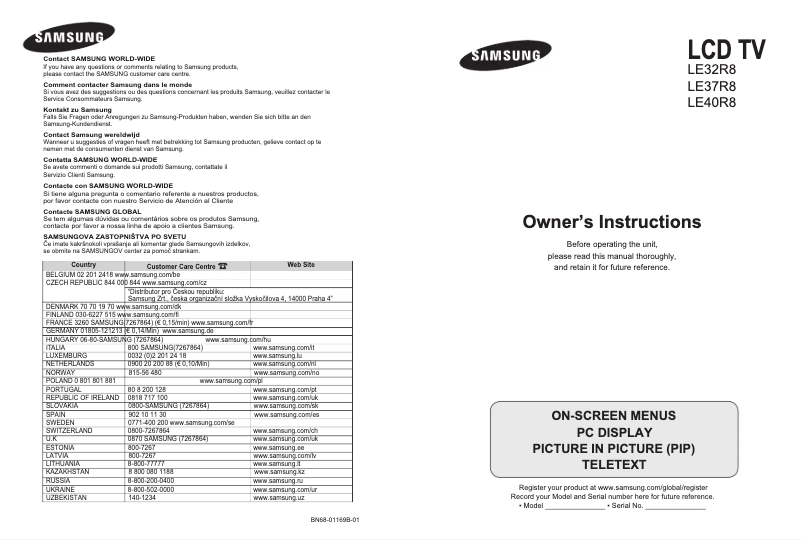 First page image of the manual for LE32R89BD