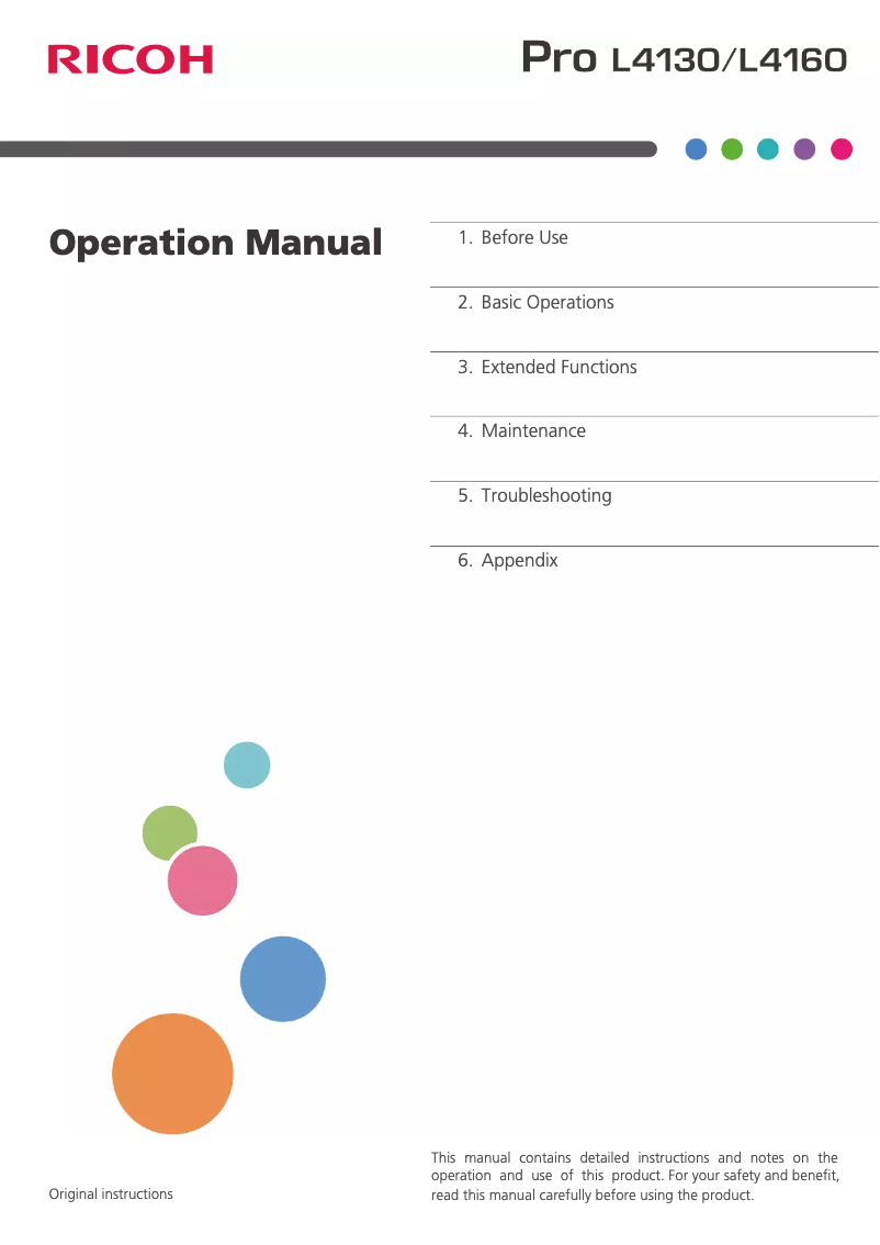Page 1 of the manual User Manual Ricoh Pro L4160