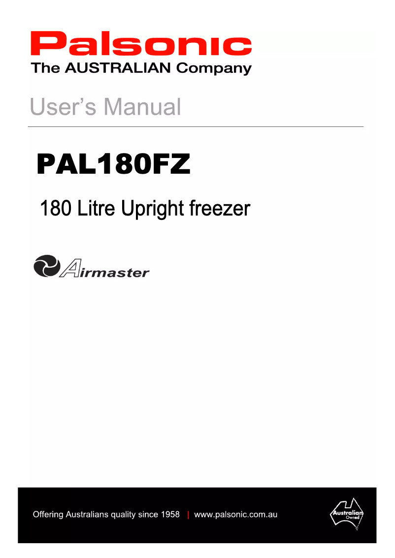 First page image of the manual for PAL180FZ