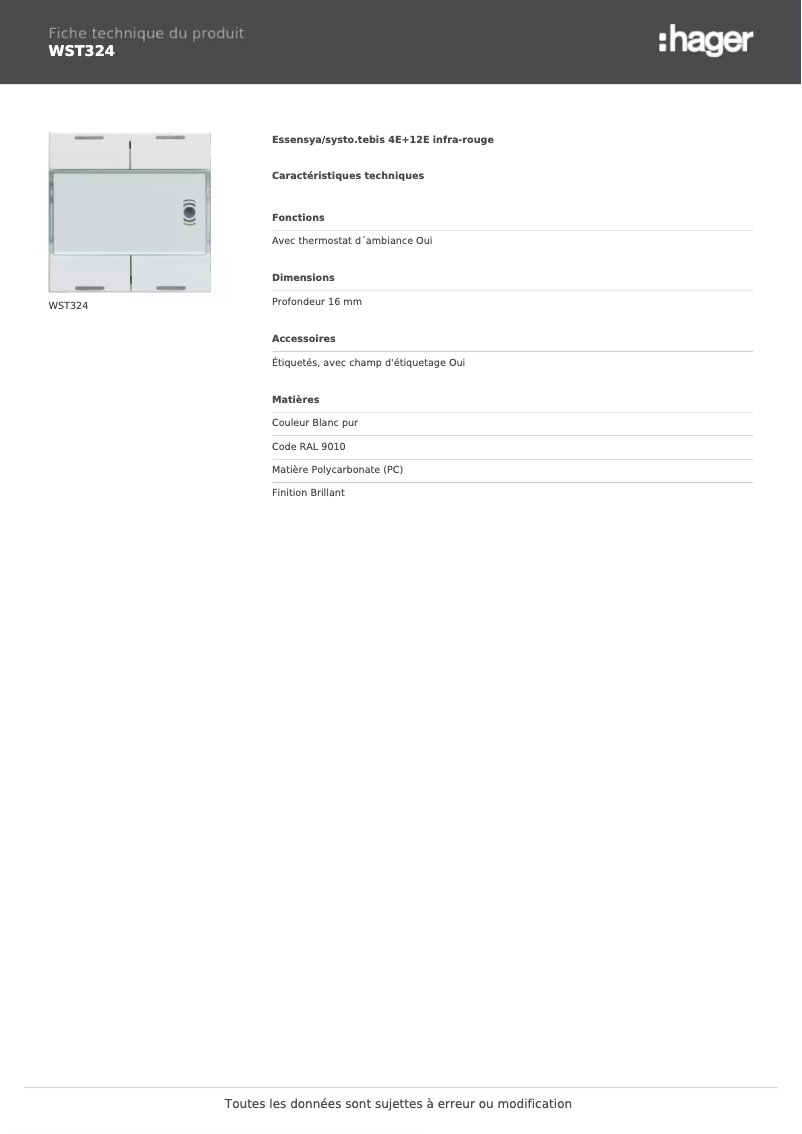 First page image of the manual for WST324