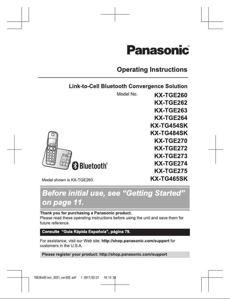 Page 1 of the manual User Manual Panasonic KX-TGE275