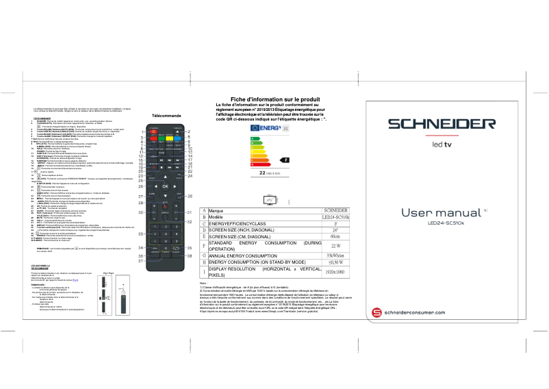 Page 1 of the manual User Manual Schneider LED24-SC510K