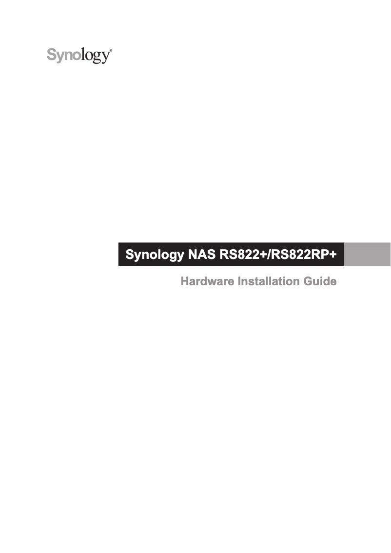 First page image of the manual for RackStation RS822+