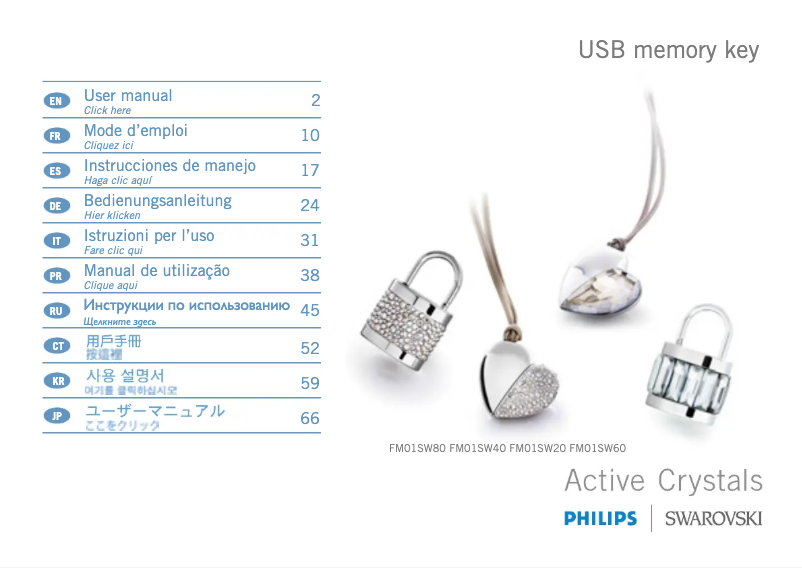 Page 1 of the manual User Manual Philips Swarovski FM01SW80
