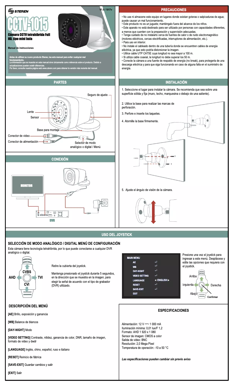 Page 1 of the manual User Manual Steren CCTV-1015