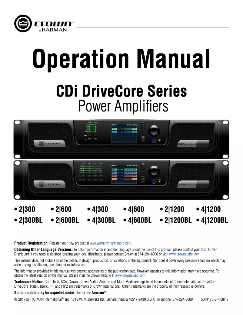 First page image of the manual for CDi DriveCore 4|600