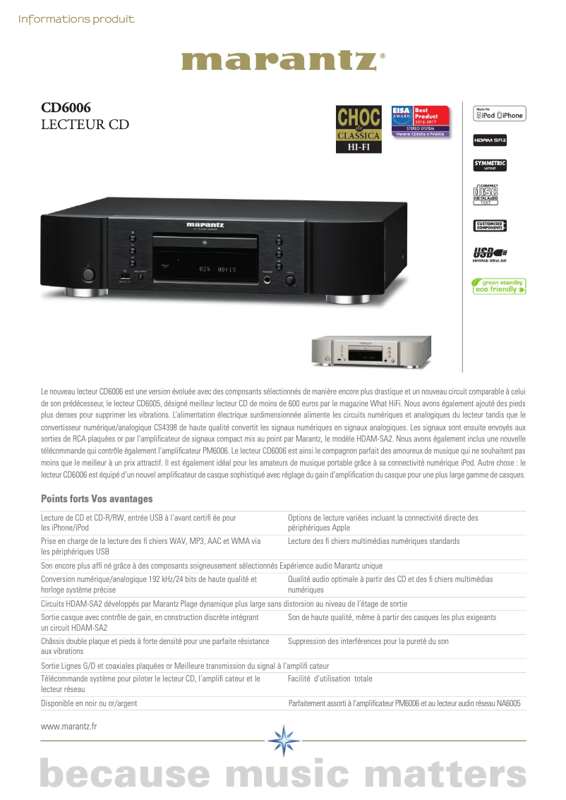 First page image of the manual for CD6006