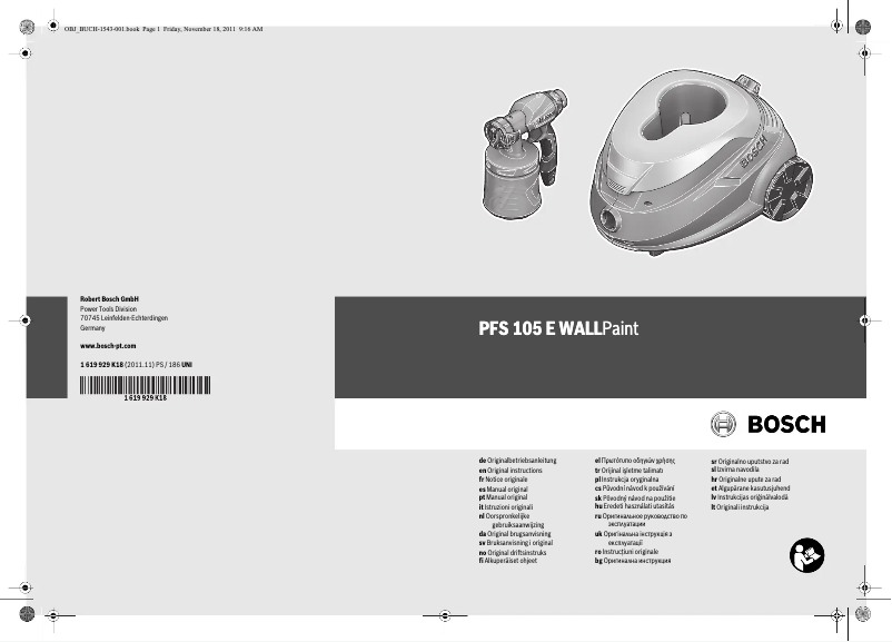First page image of the manual for PFS 105 E
