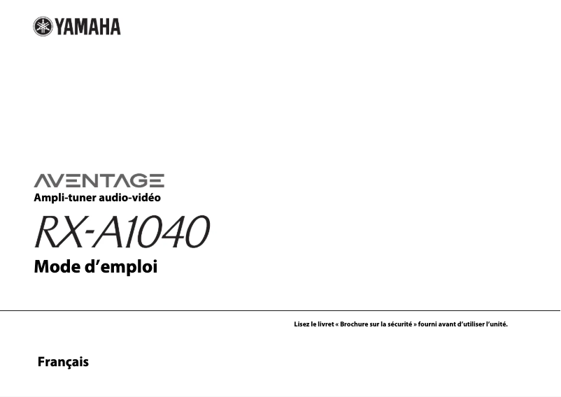 First page image of the manual for RX-A1040T