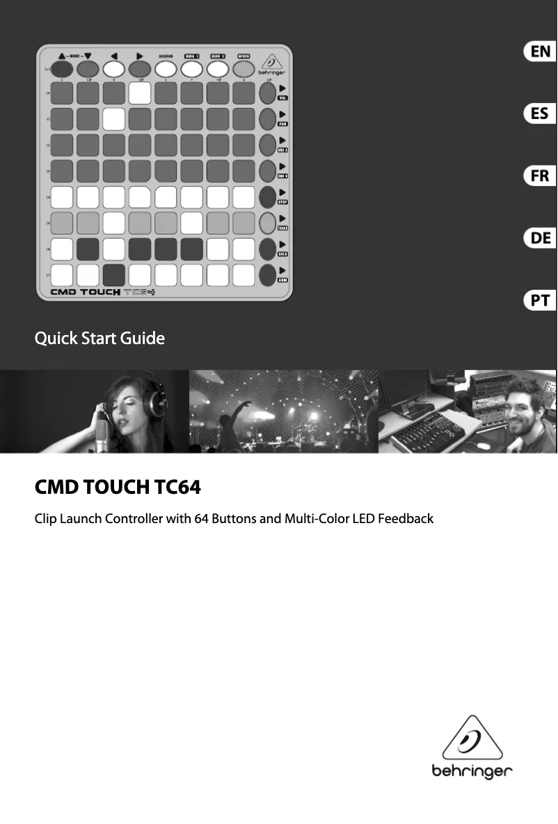 Page 1 of the manual Quick Start Guide Behringer CMD TOUCH TC64