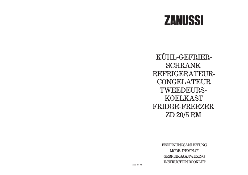 Page 1 of the manual User Manual Zanussi ZD 20/5r