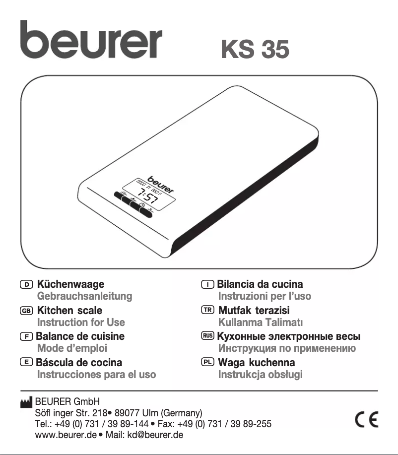 Page 1 of the manual User Manual Beurer KS 35