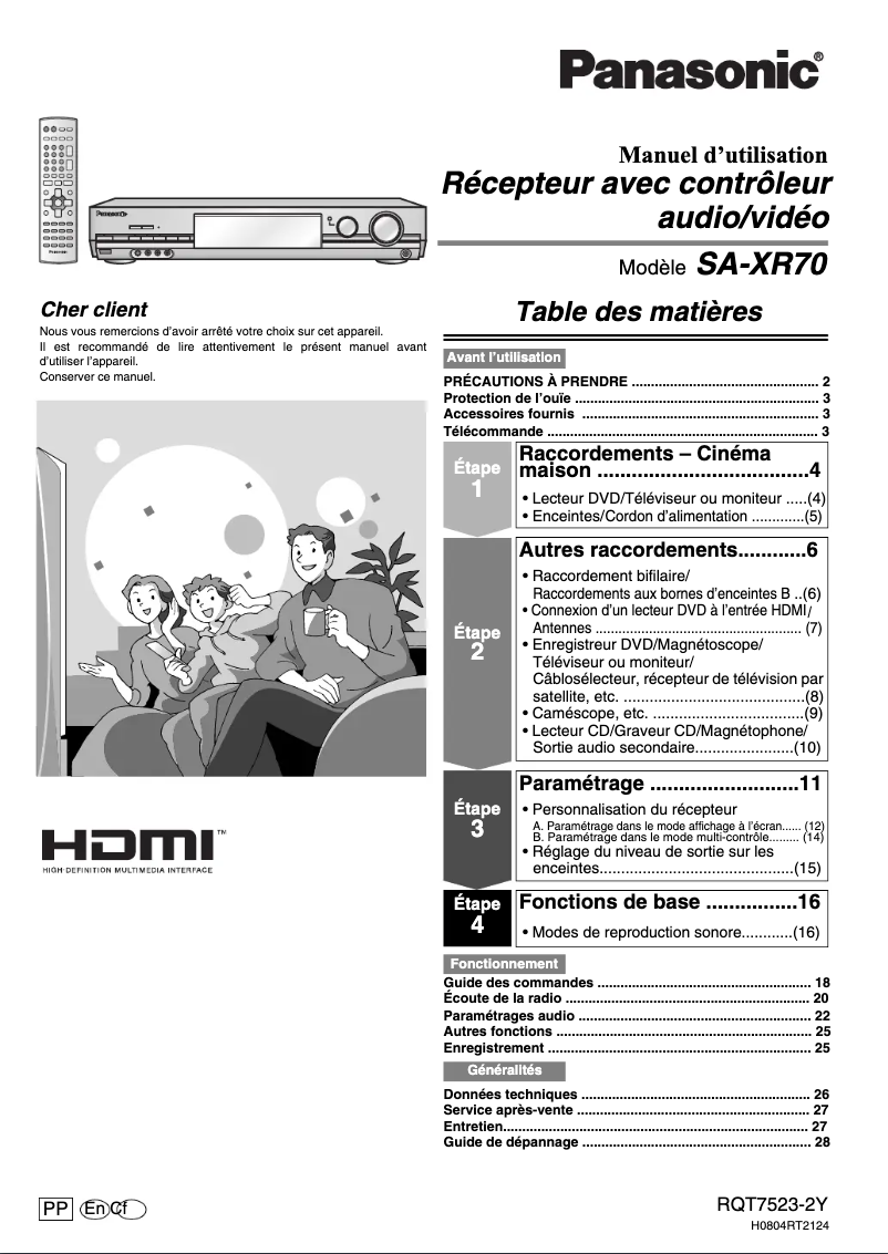 Page 1 of the manual User Manual Panasonic SA-XR70