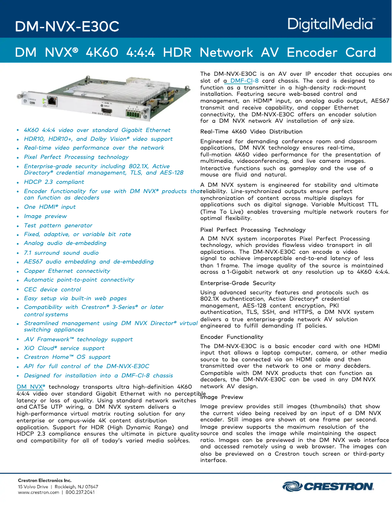 Image de la première page du manuel de l'appareil DM-NVX-E30C