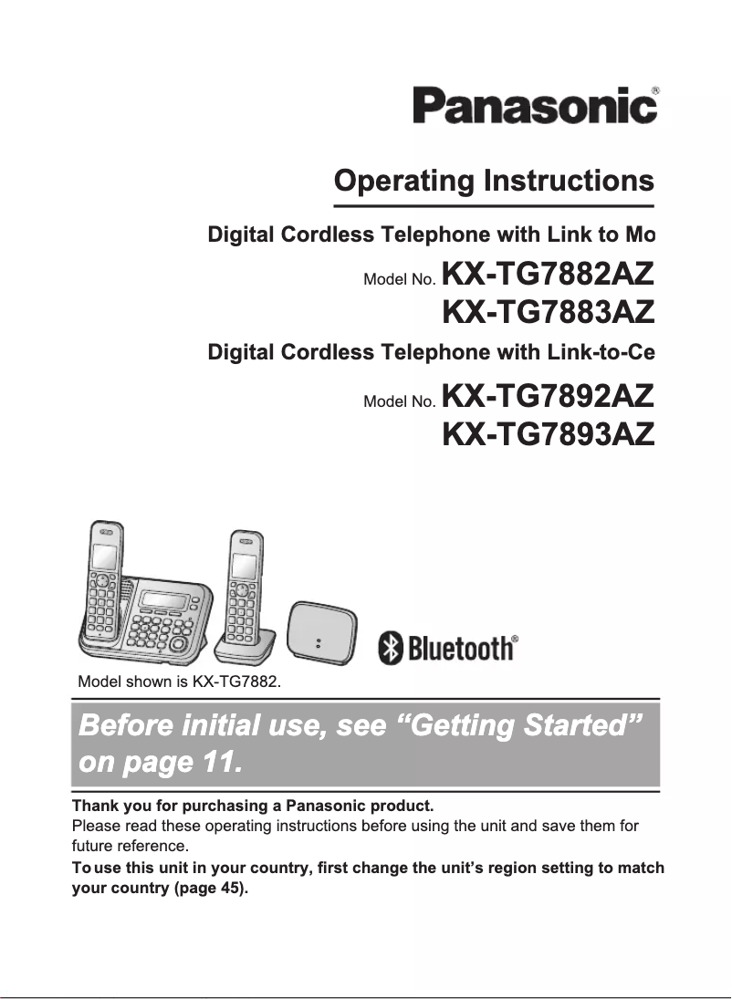 Page 1 of the manual User Manual Panasonic KX-TG7882