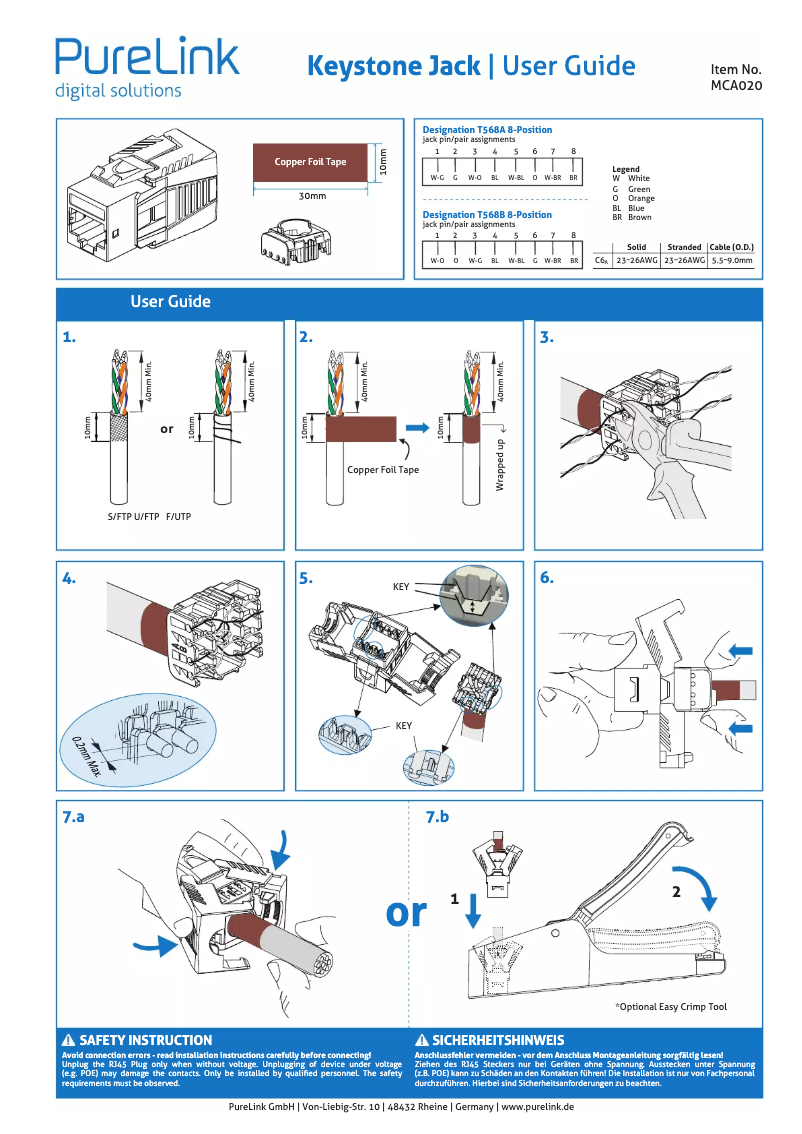 First page image of the manual for MCA020
