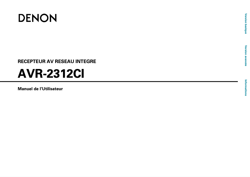 Page 1 of the manual User Manual Denon AVR-2312CI