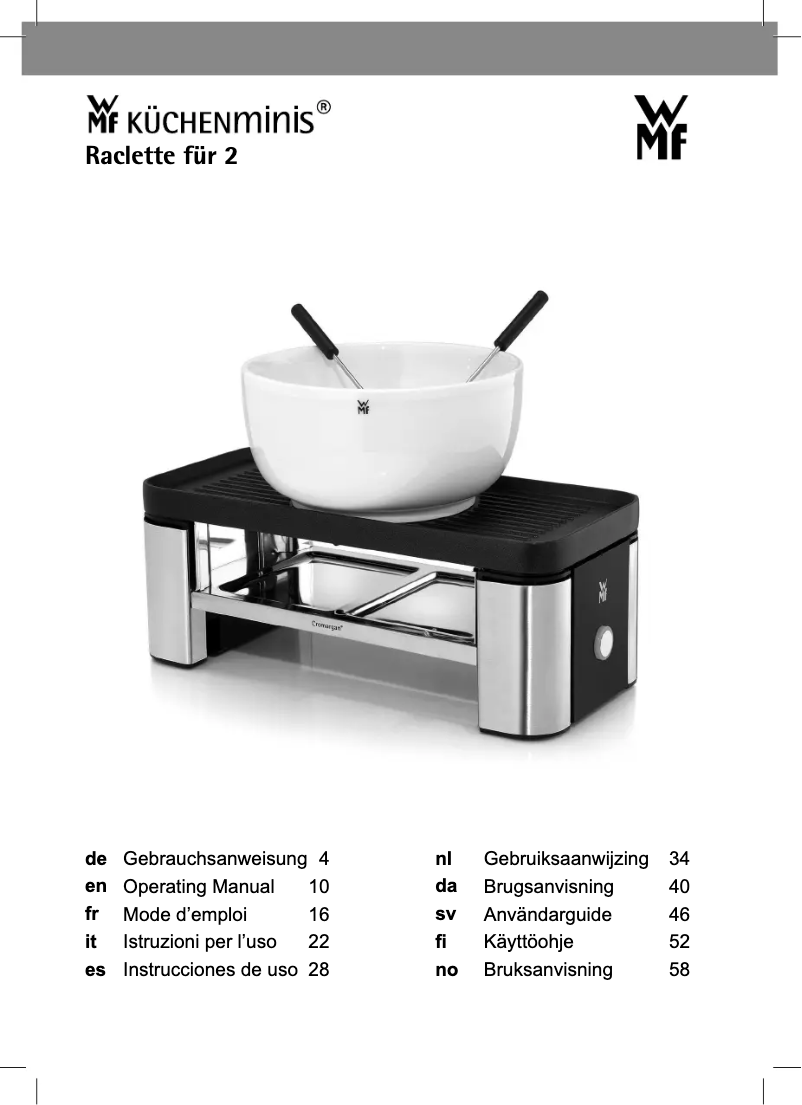 First page image of the manual for Raclette