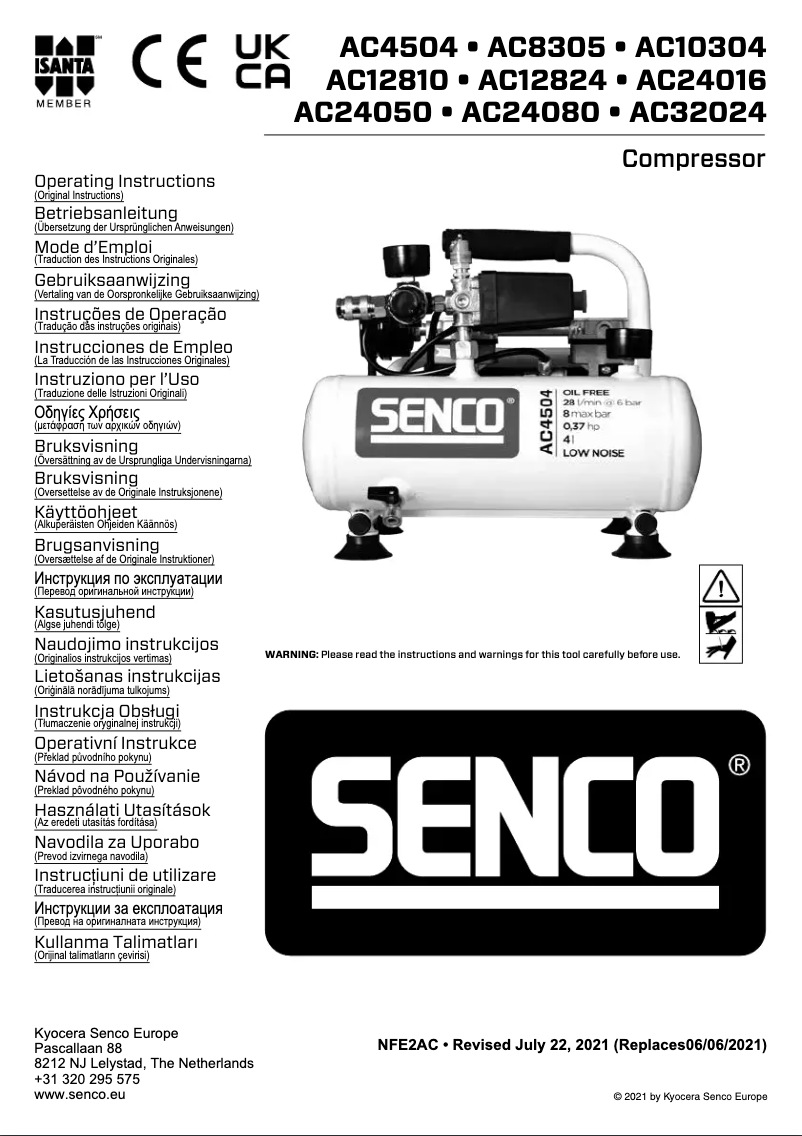 Page 1 of the manual User Manual Senco AC24050
