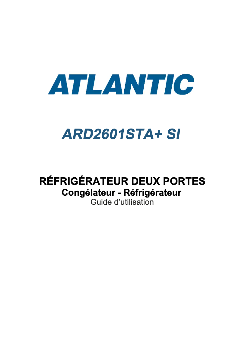 Page 1 of the manual User Manual AVEA ARD2601STA+SI