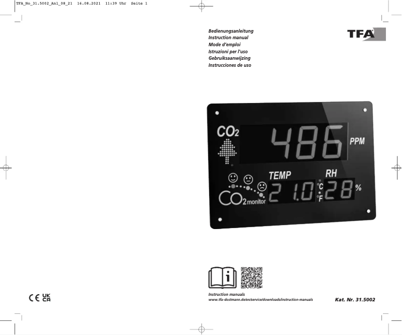 First page image of the manual for AirCO2ntrol Observer 31.5002