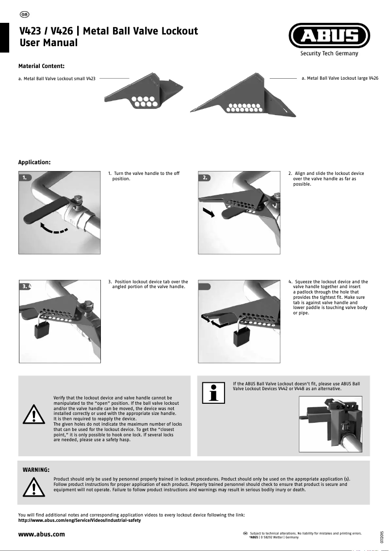 Page 1 of the manual User Manual Abus V426