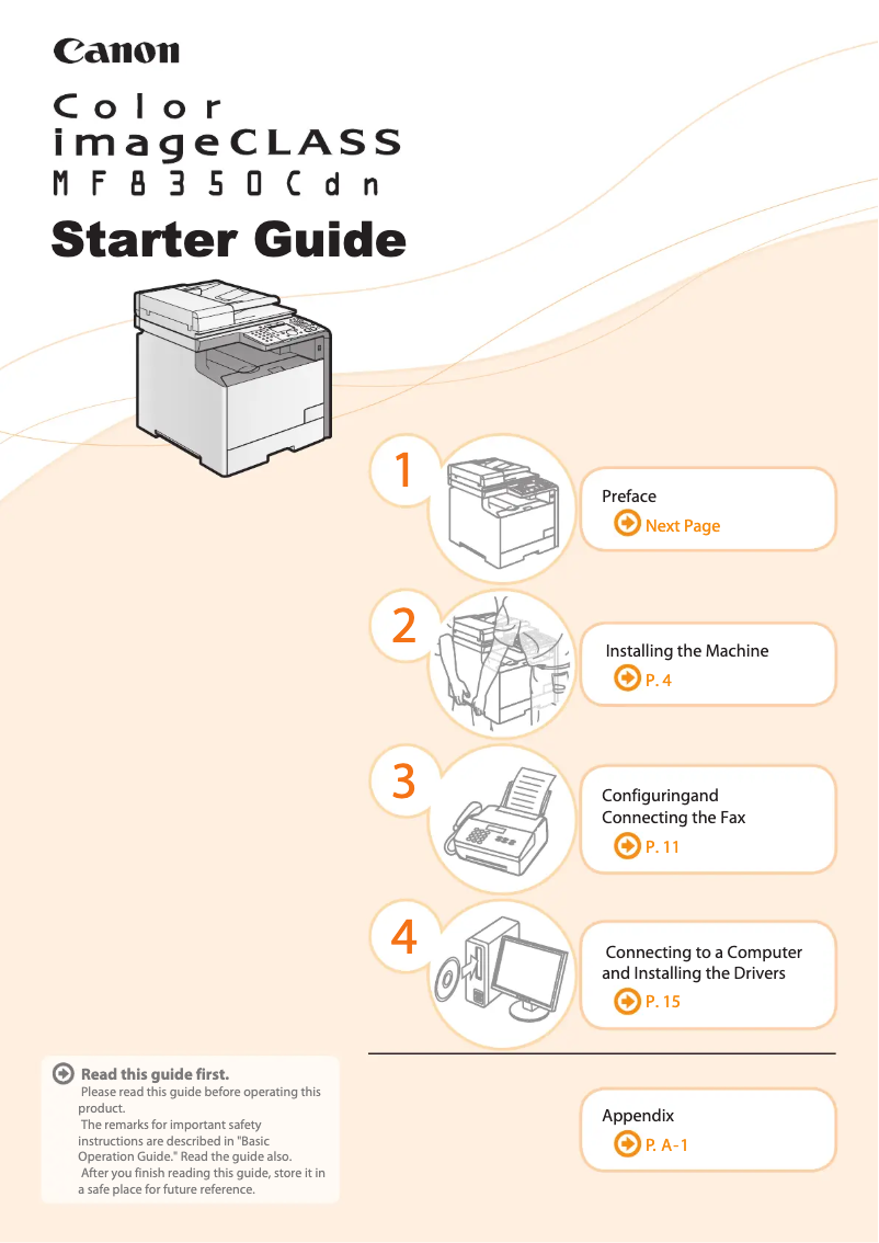 First page image of the manual for imageCLASS MF8350Cdn