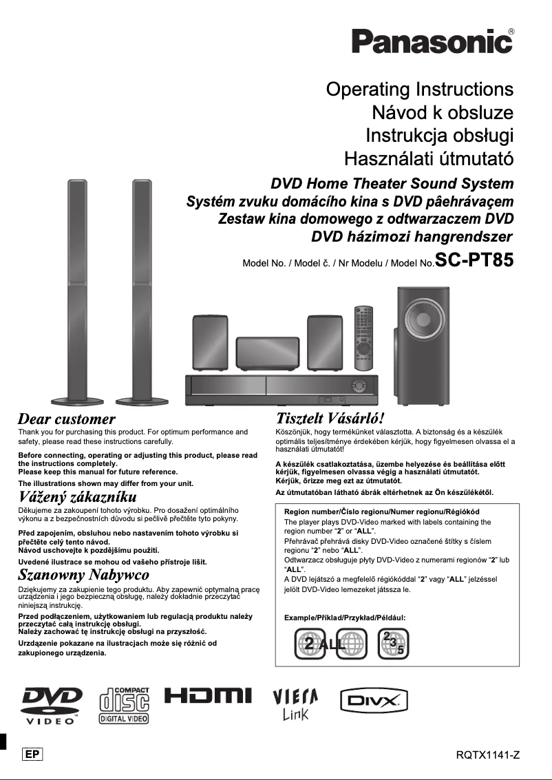 First page image of the manual for SC-PT85