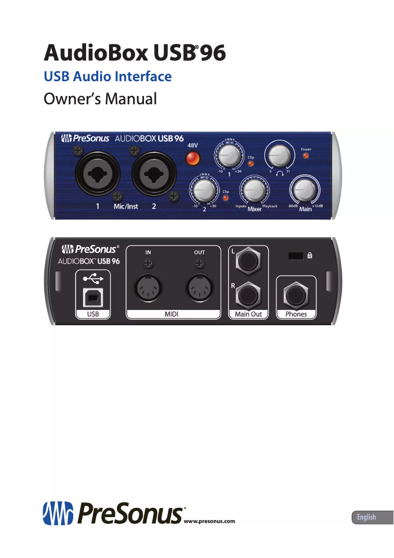 Page 1 of the manual User Manual PreSonus AudioBox Studio Ultimate