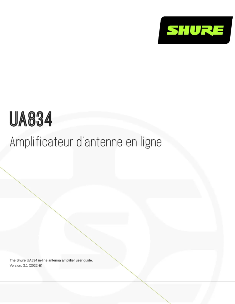 Page 1 of the manual User Manual Shure UA834