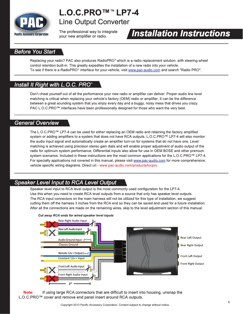 First page image of the manual for LP7-4