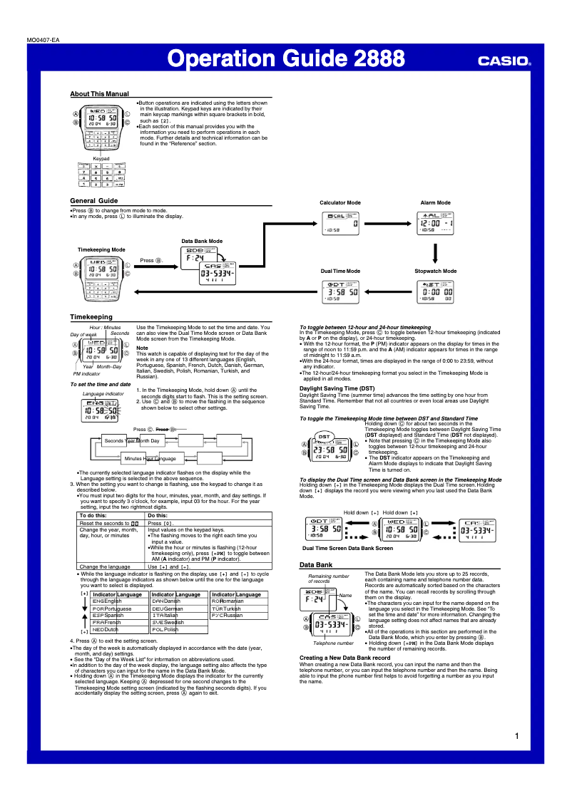 Page 1 of the manual User Manual Casio DBC32-1A