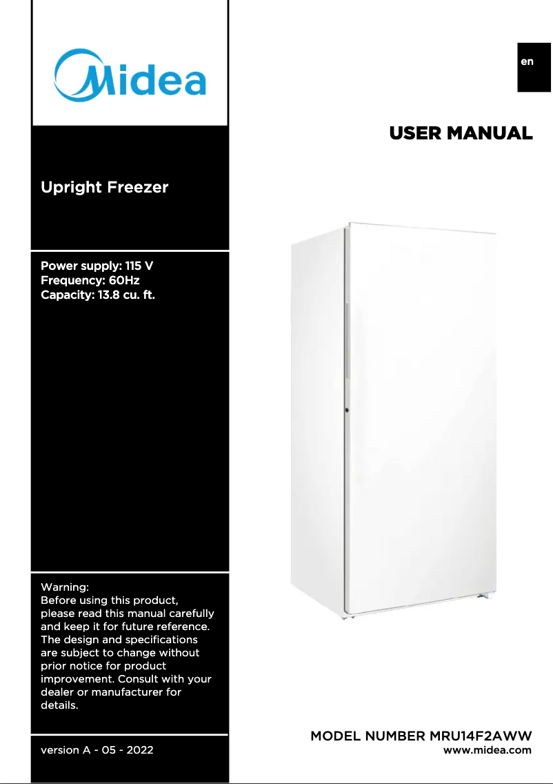 Page 1 of the manual User Manual Midea MRU14F2AWW