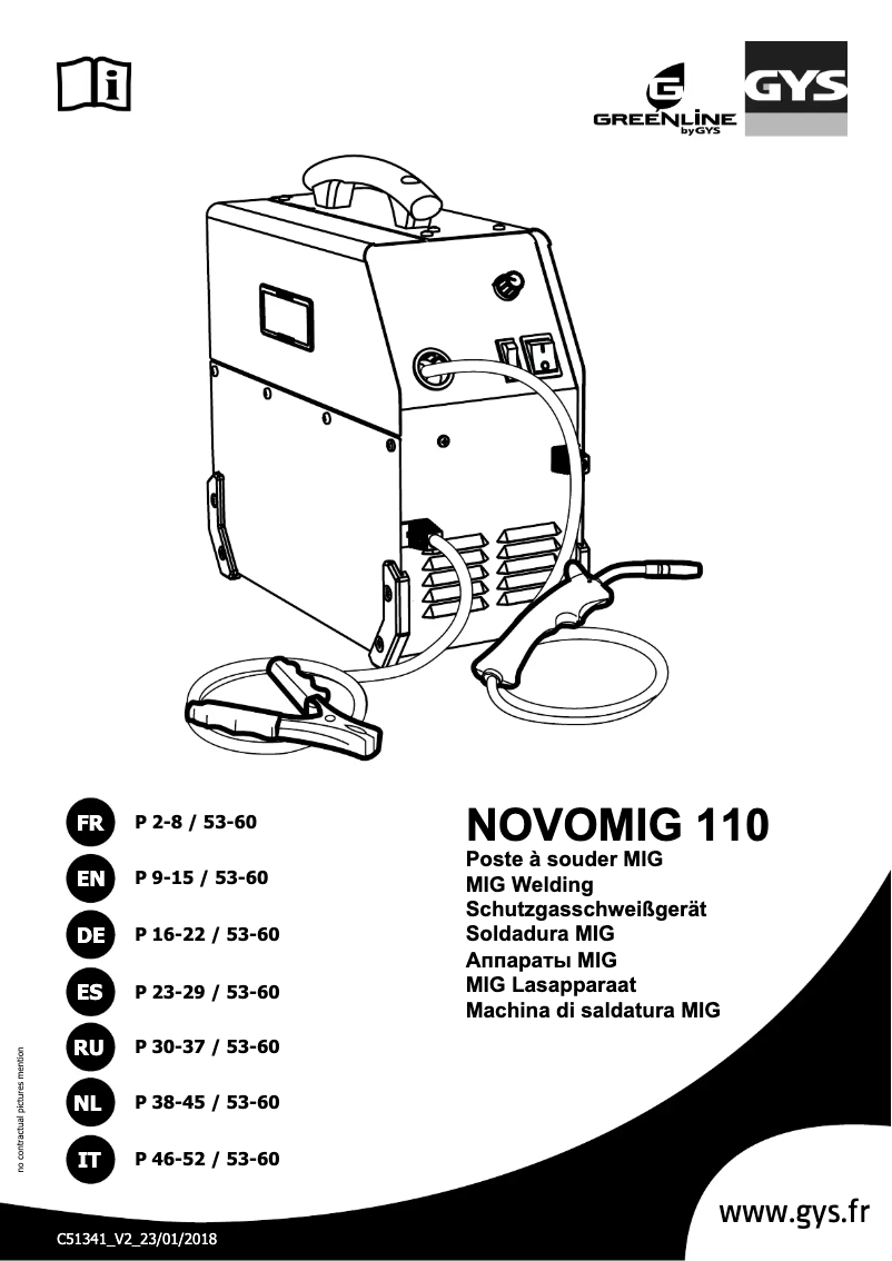 First page image of the manual for Novomig 110