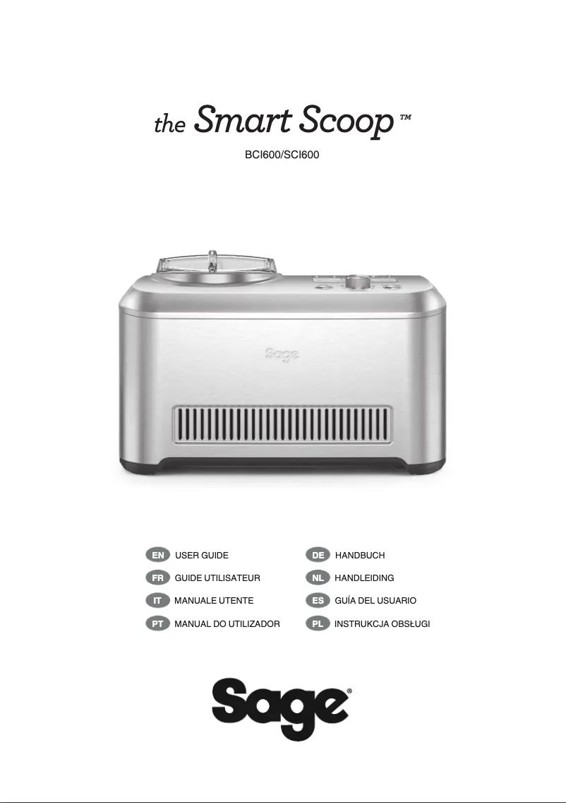 Page 1 of the manual User Manual Sage the Smart Scoop SCI600