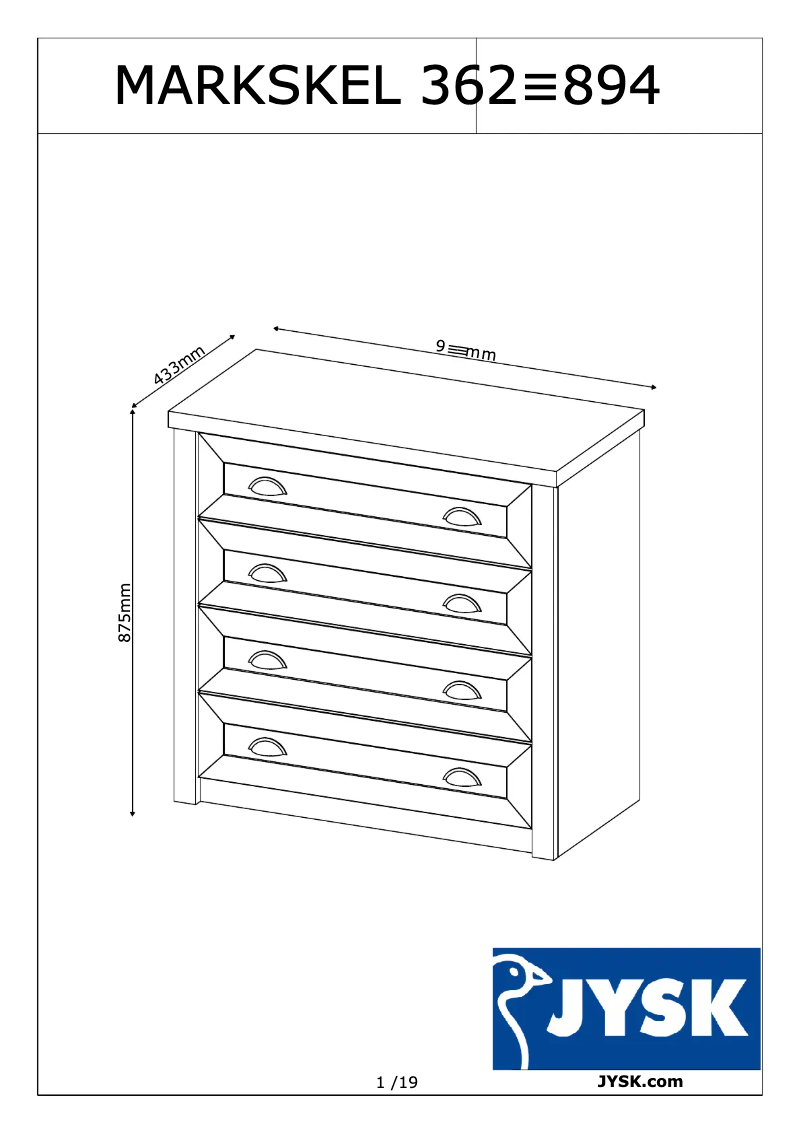 Page 1 of the manual User Manual JYSK Markskel (90x87x43)