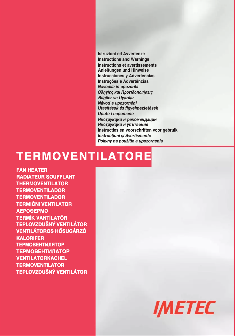 Page 1 of the manual User Manual Imetec Fast Warm FH3-100