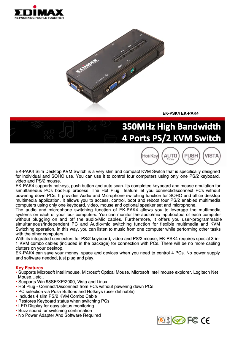 Page 1 of the manual Technical Sheet Edimax EK-PAK4