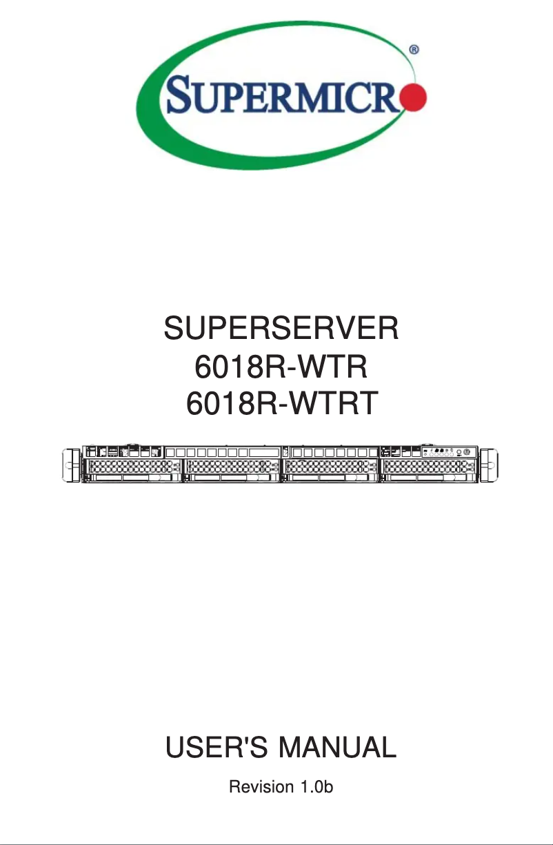 First page image of the manual for SuperServer 6018R-WTRT
