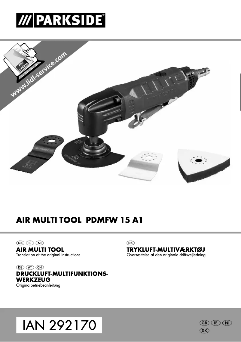 First page image of the manual for PDMFW 15 A1