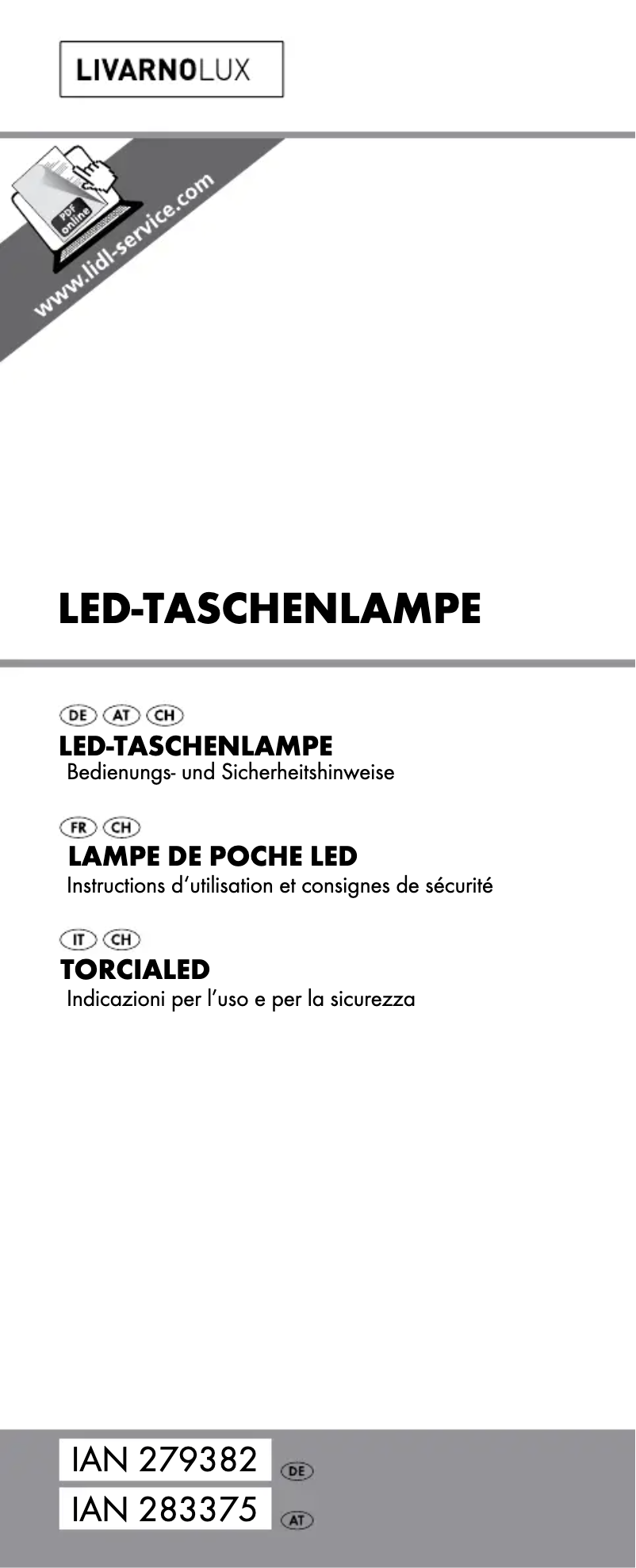 First page image of the manual for IAN 283375