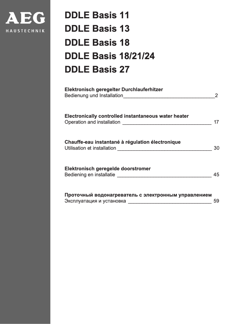 Page 1 of the manual User Manual AEG DDLE Basis 24