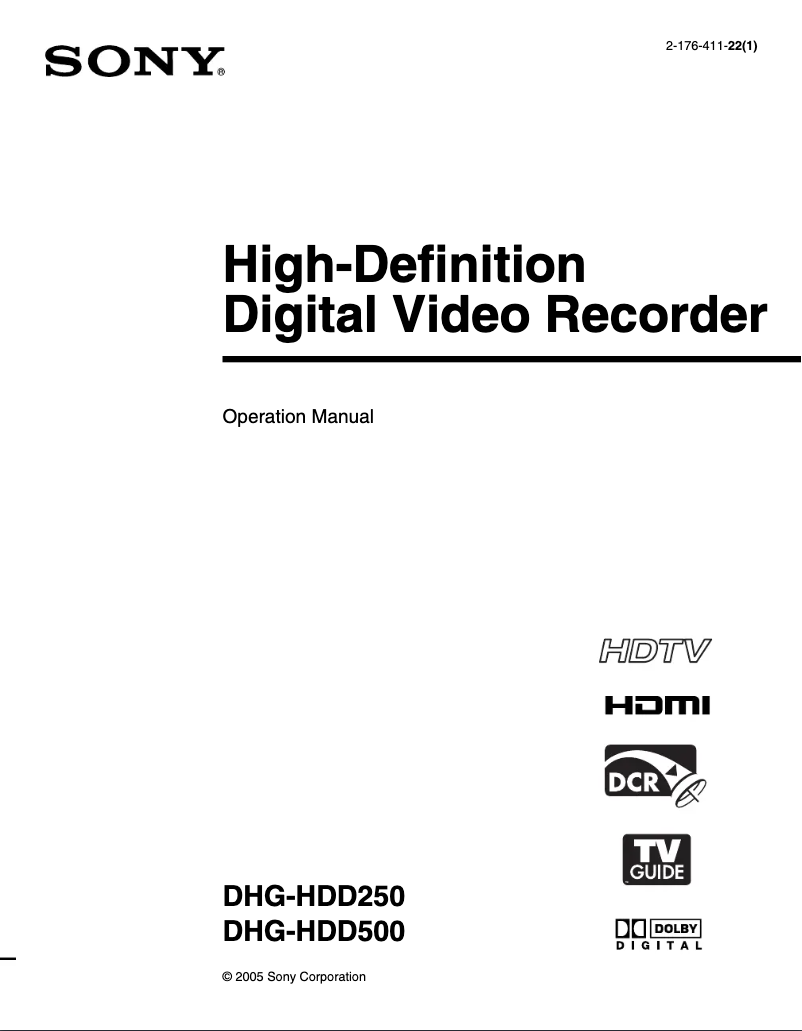 First page image of the manual for DHG-HDD500