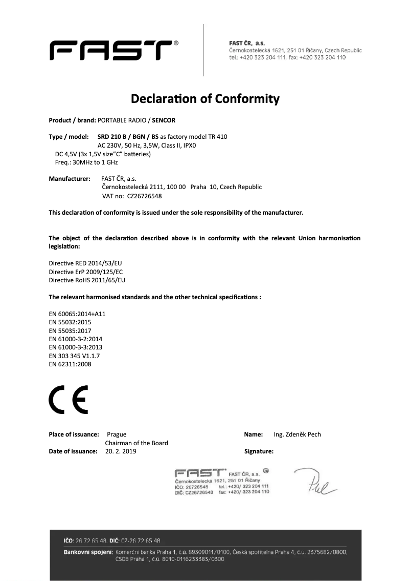 Page 1 de la notice Manuel utilisateur Sencor SRD 210