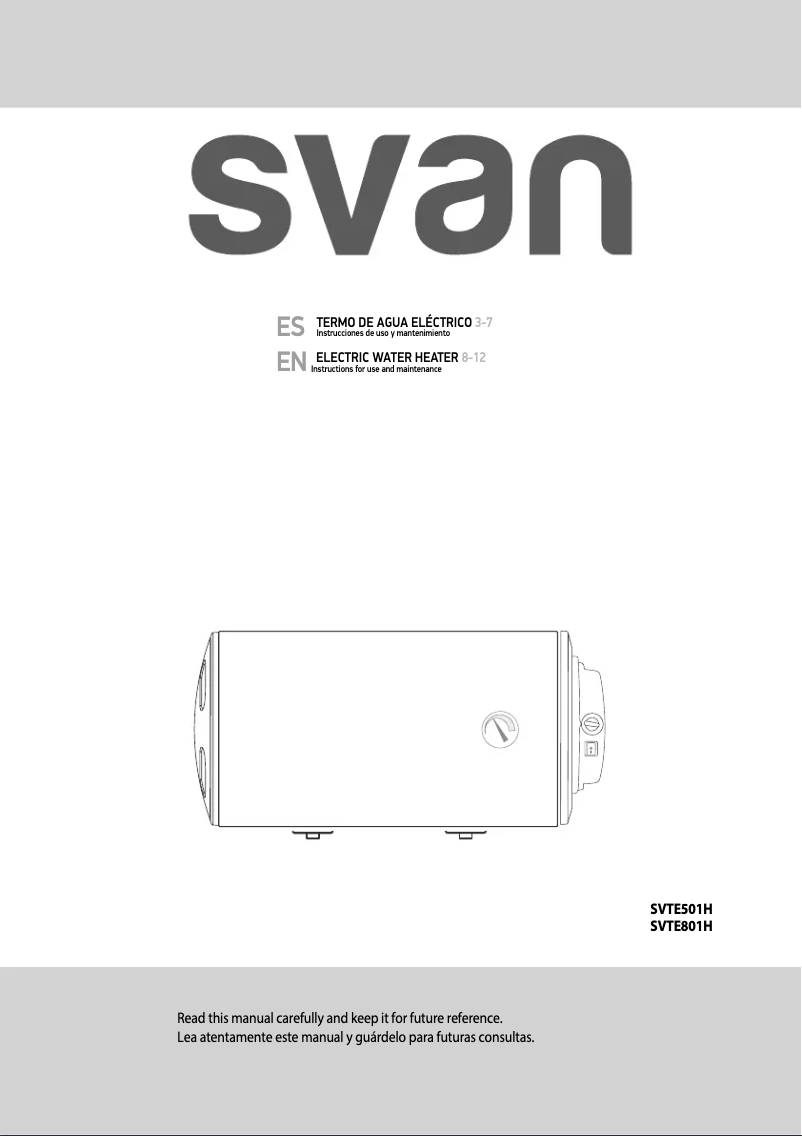 First page image of the manual for SVTE501H