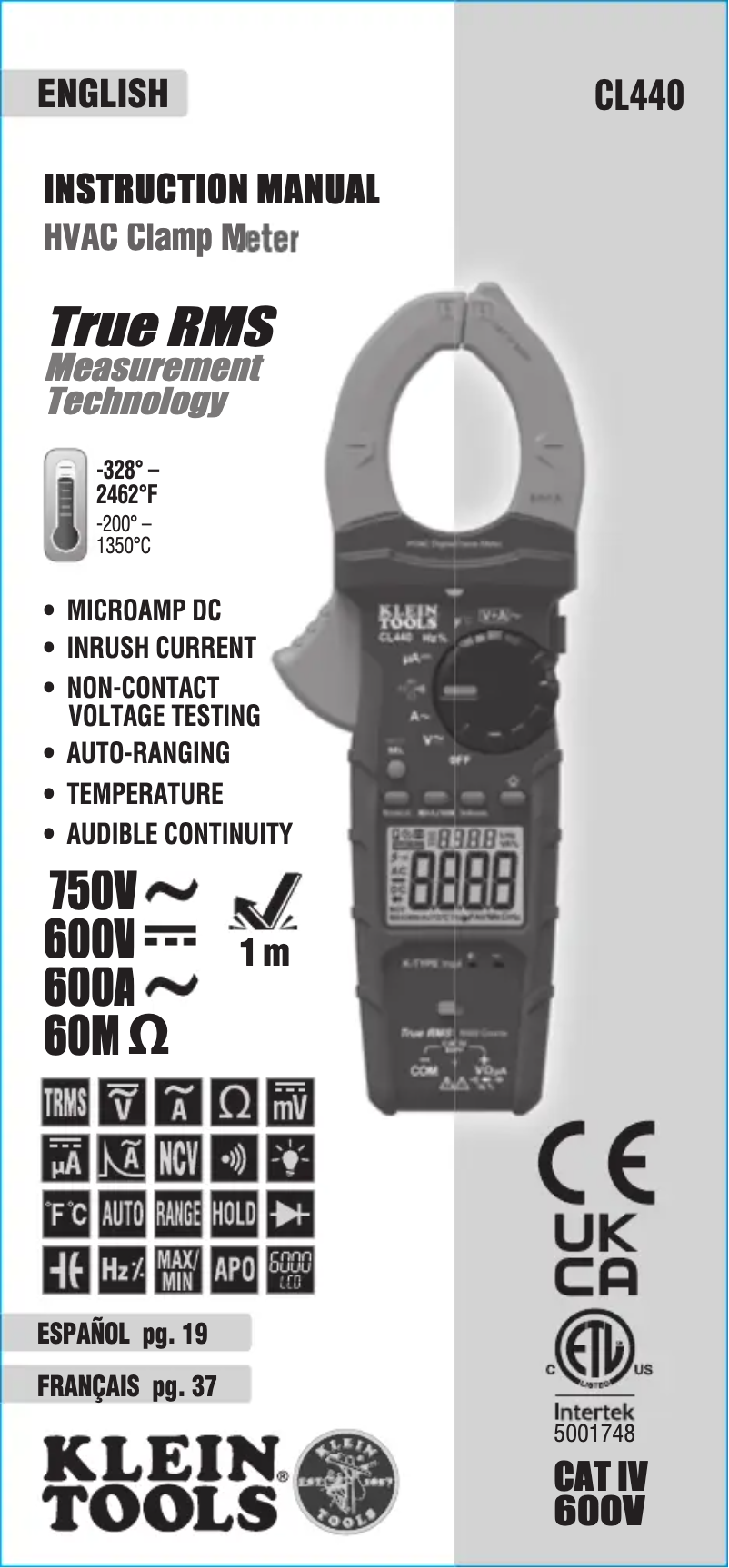 Page 1 of the manual User Manual Klein Tools CL440