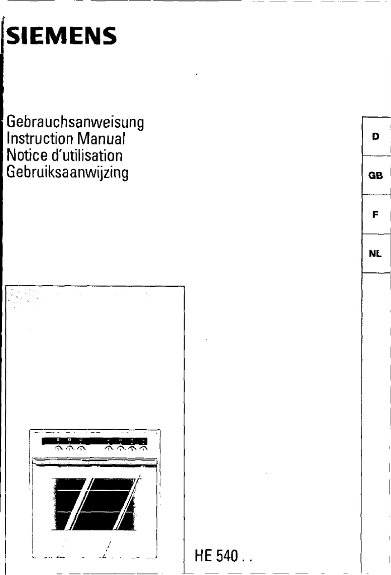 First page image of the manual for HE54040