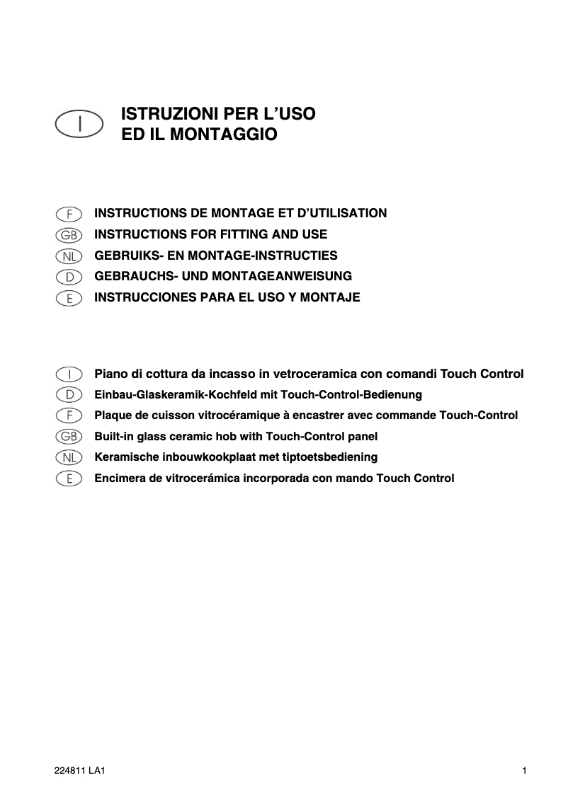 Page 1 of the manual User Manual Smeg SE2664TCX