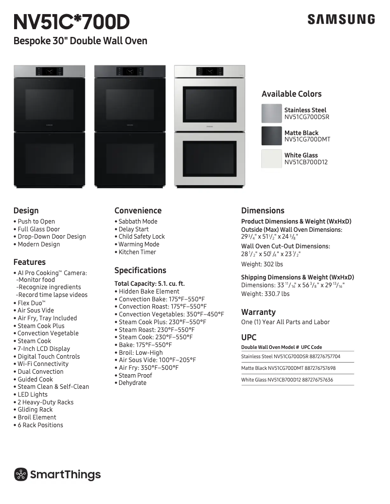 Page 1 of the manual Technical Sheet Samsung NV51CB700D12